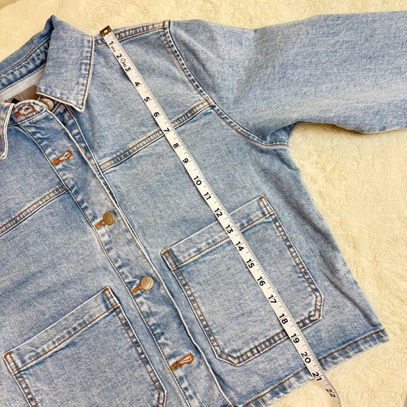 Joe's Jeans Women’s Patch Pocket Crop Manila Light Blue Denim Jacket - Sz L, NWT - Picture 9 of 12